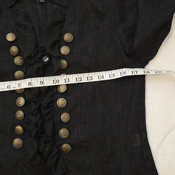 Insight Black Military Style Jacket Blazer Gold Buttons Lace trim size 4 - Picture 5 of 10